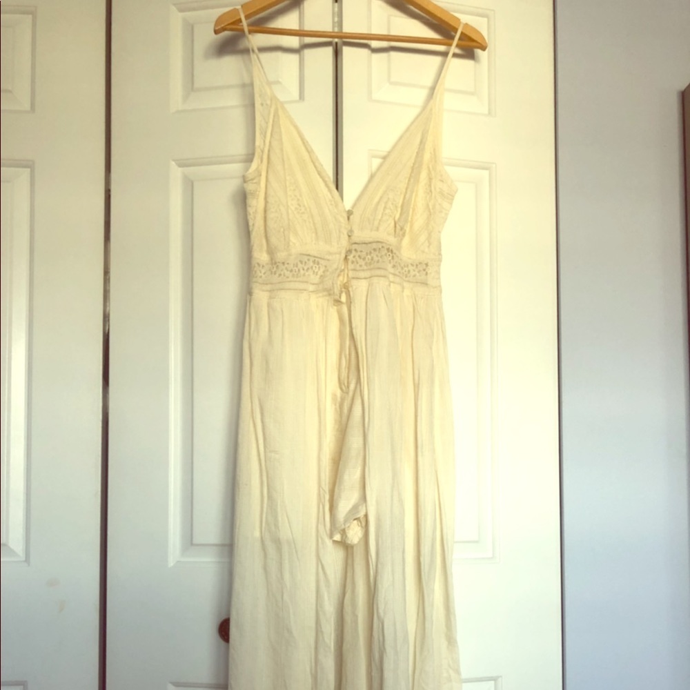 Zara Cream Lace Romper/Maxi Dress
